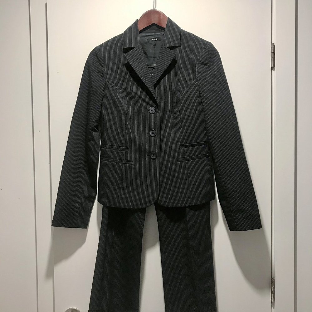 Vintage pinstripe blazer and pant set. Made in Canada